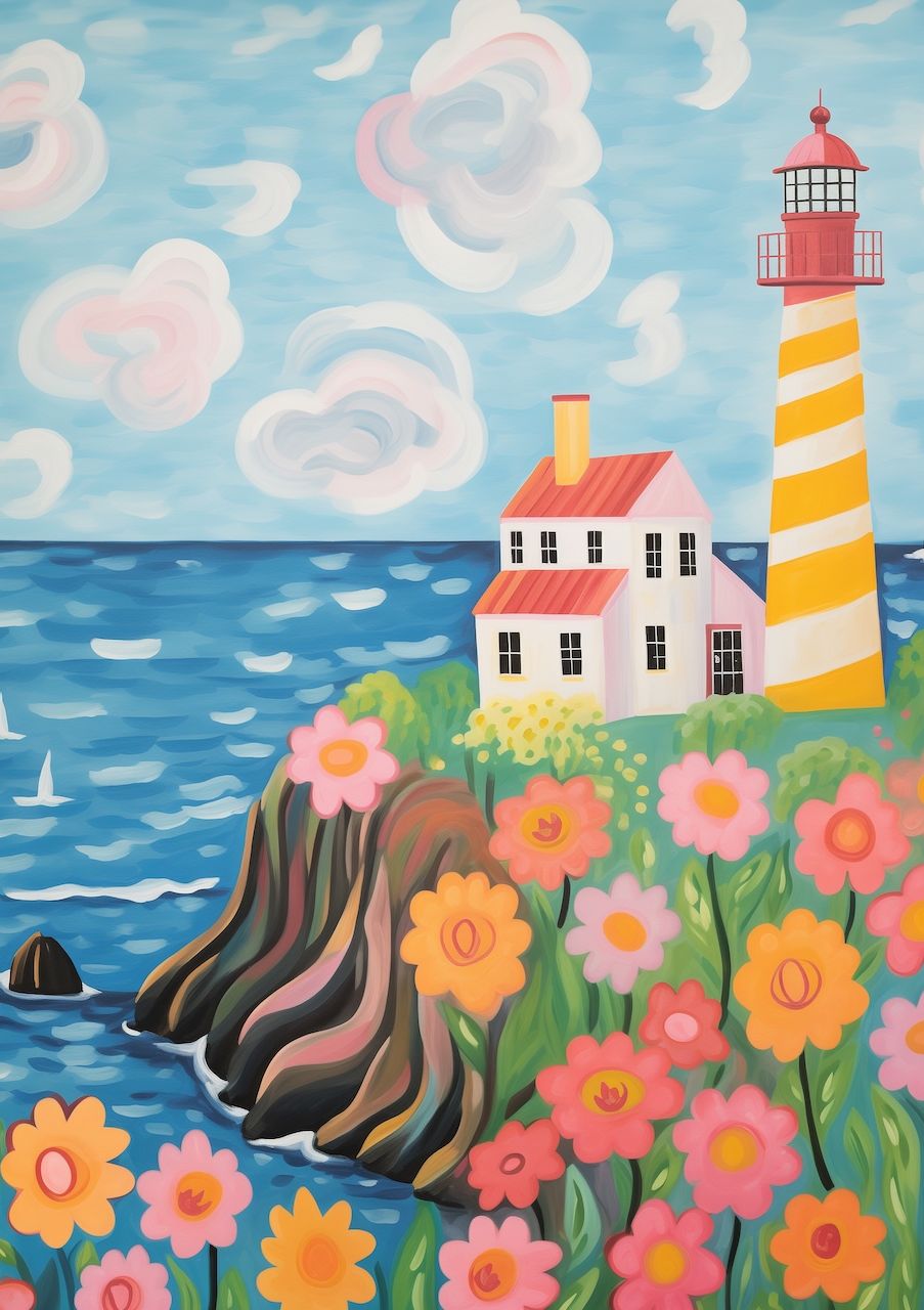 Lighthouse and Flowers