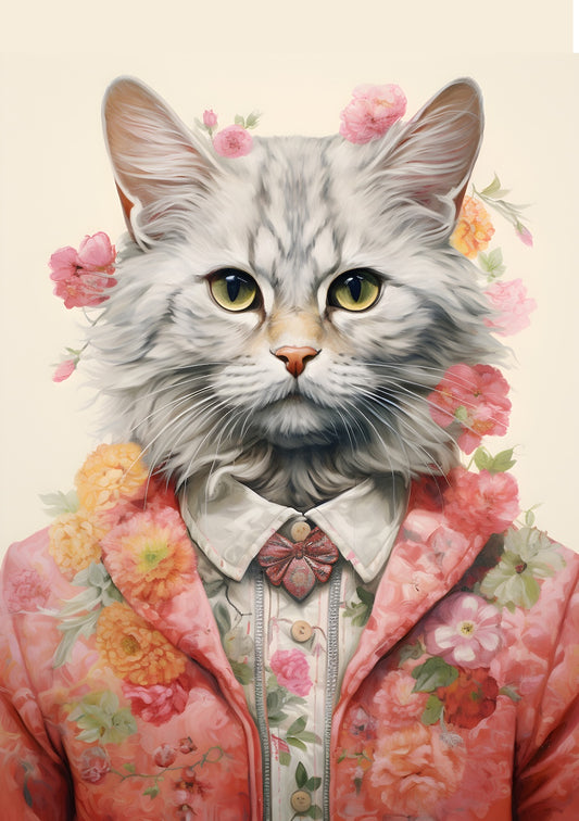 Gato Elegante Floral