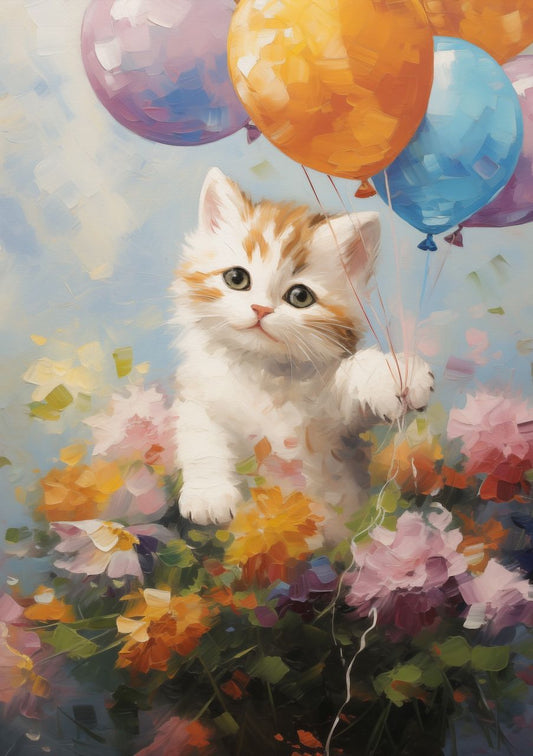 Cat with balloons