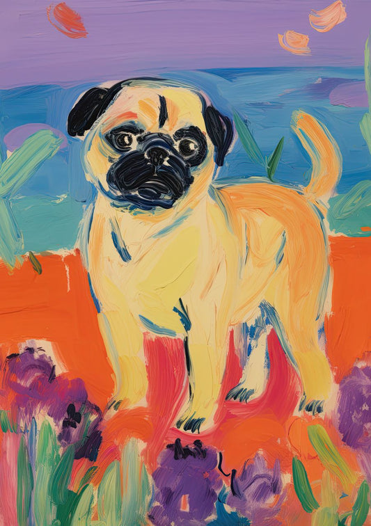 Colorful Pug Dog