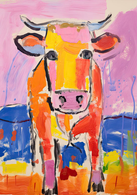 Abstract Colorful Cow