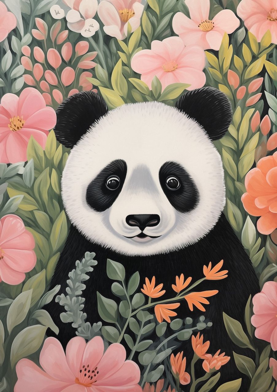 Panda in Flowers