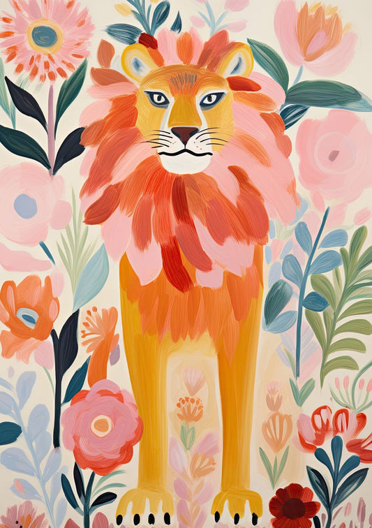 Colorful Floral Lion