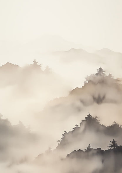 Mountains in fog