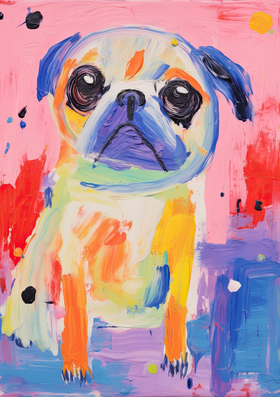 Colorful Pug Dog