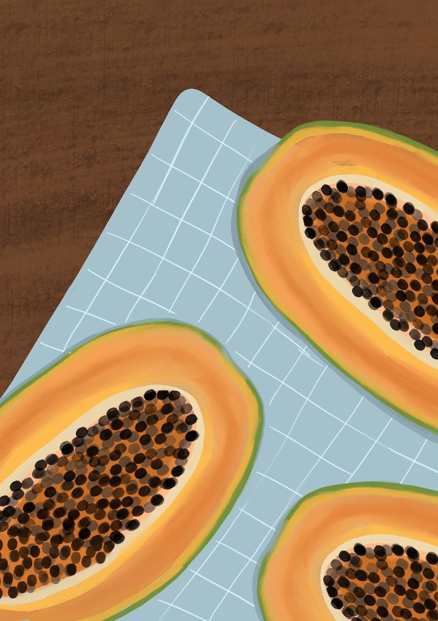 Papayas sobre Mesa