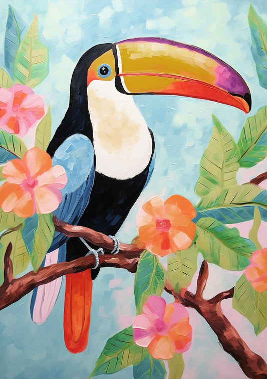 Toucan among flowers